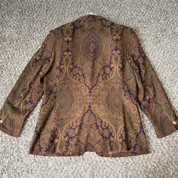 Vintage Talbots Blazer Wool Blend Paisley Jacket Brown Size 12 Pockets New - Picture 4 of 6